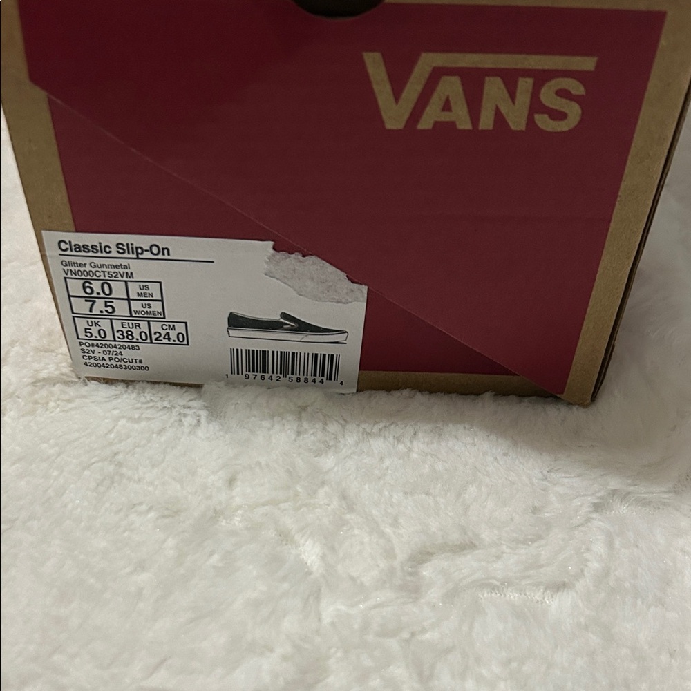 Vans Women's Sparkle Slip-On Sneakers - Black and Silver - Picture 2 of 7